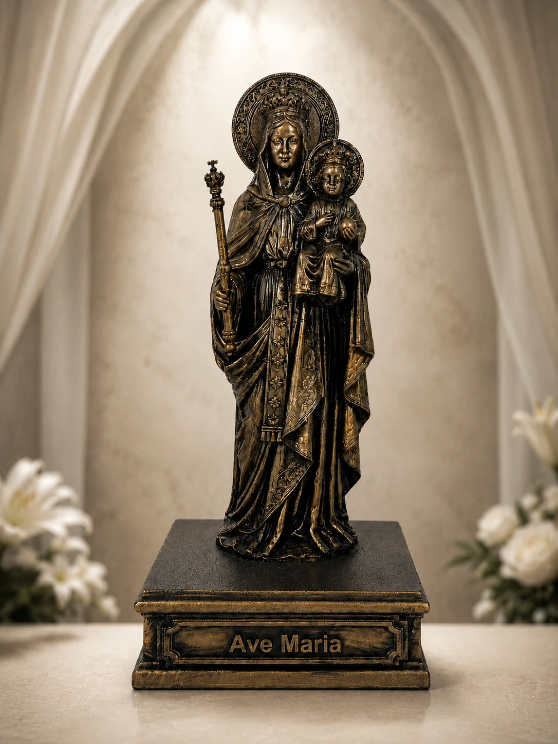 Статуетка DIKOCE Діва Марія Ave Maria II 24 см, антична бронза · 6