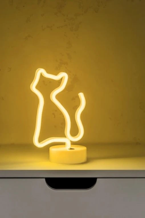 Настільний LED неоновий світильник Кішка Arnolux 1.8W жовтий (ARN-15-TL-Cat-YL) · 4