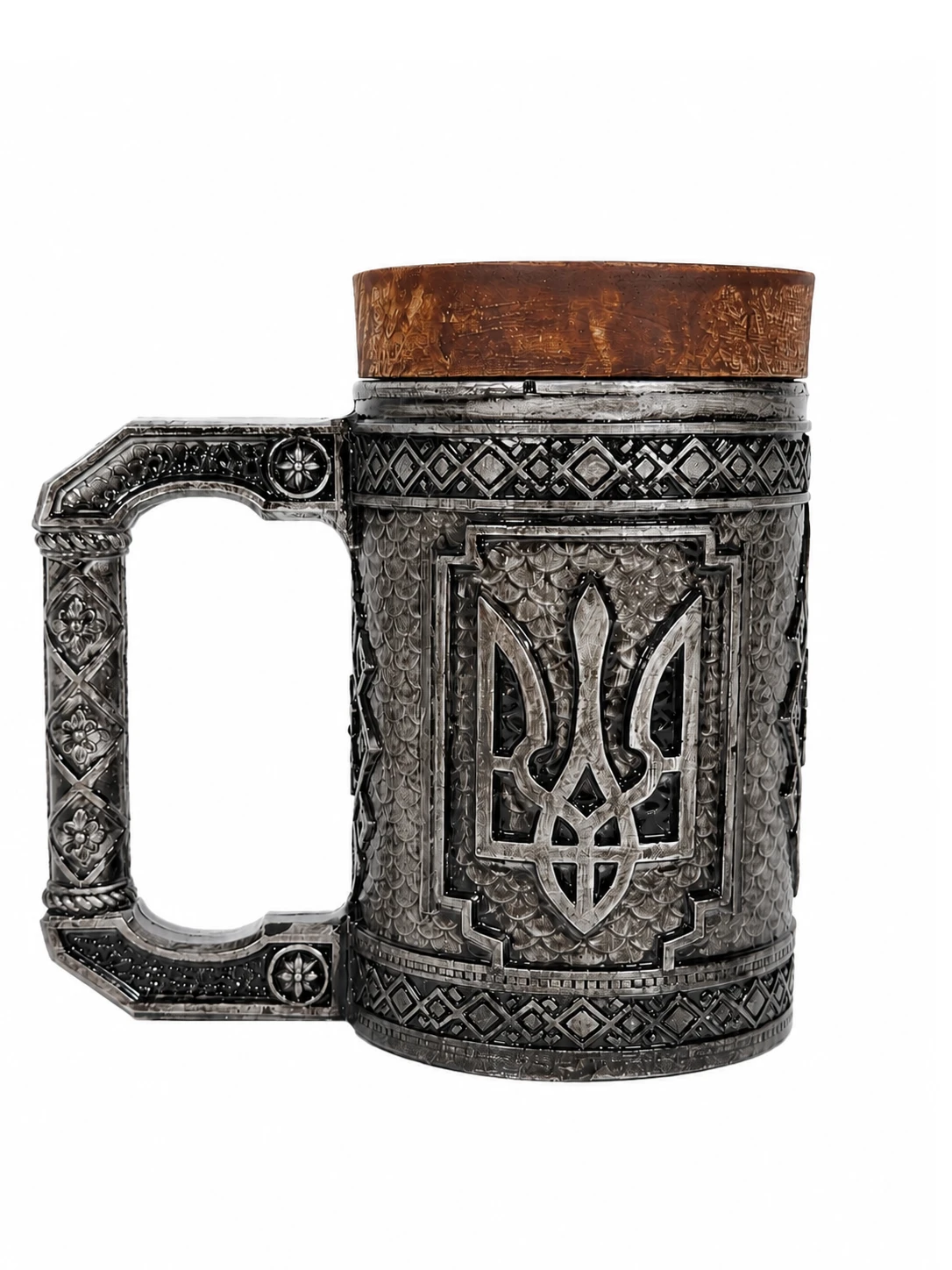 Пивний кухоль DIKOCE Тризуб II 500 мл, античне срібло · 3