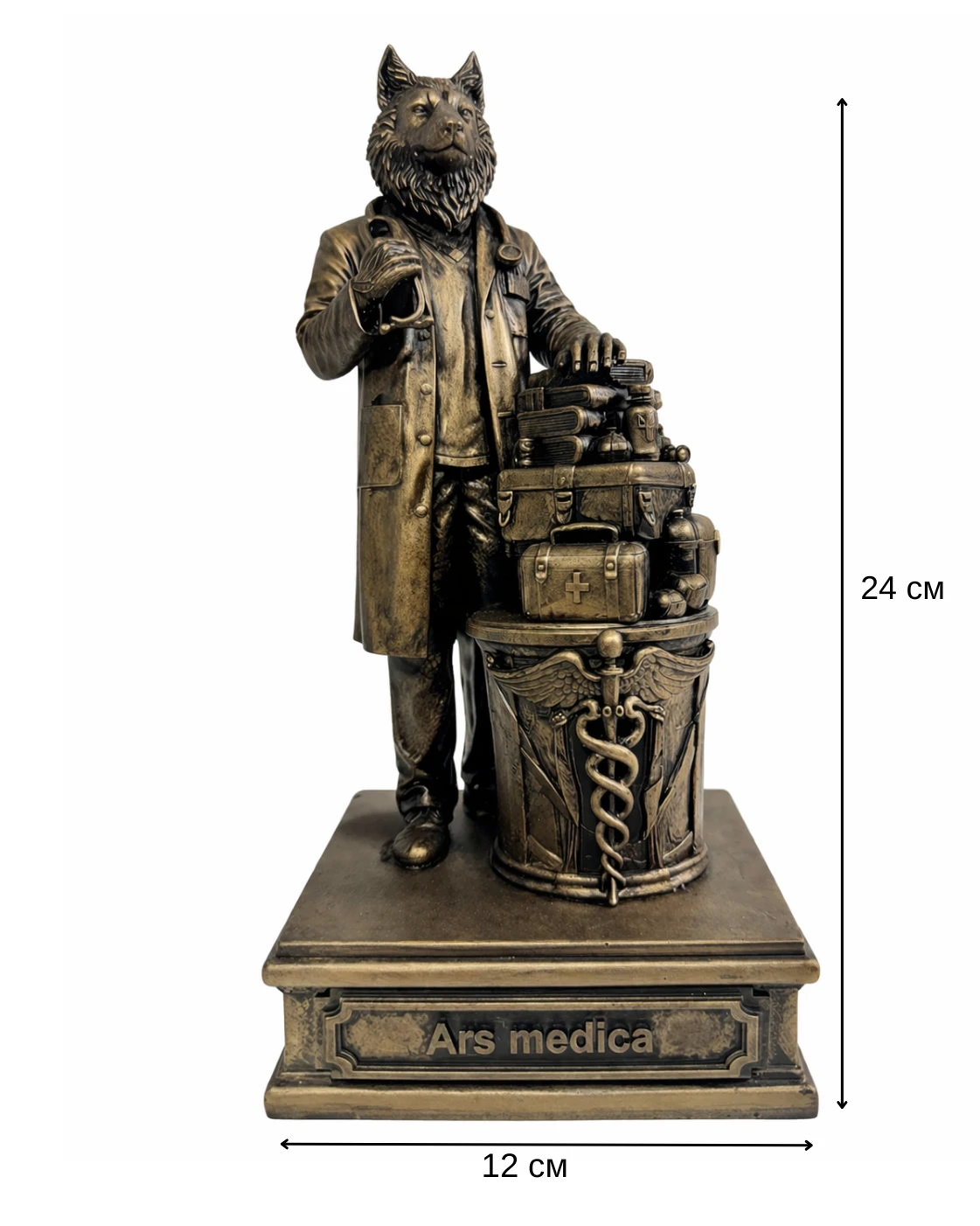 Статуетка DIKOCE Лікар Ars Medica 24 см, антична бронза · 2