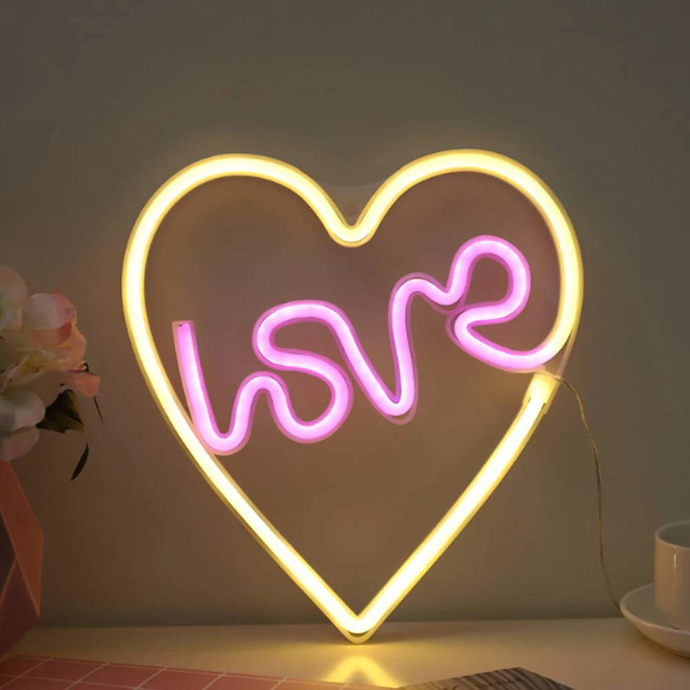 Настінний LED неоновий світильник Серце Love Arnolux 1.9W жовтий рожевий (ARN-45-WL-LoveHeart-YLPN) · 3
