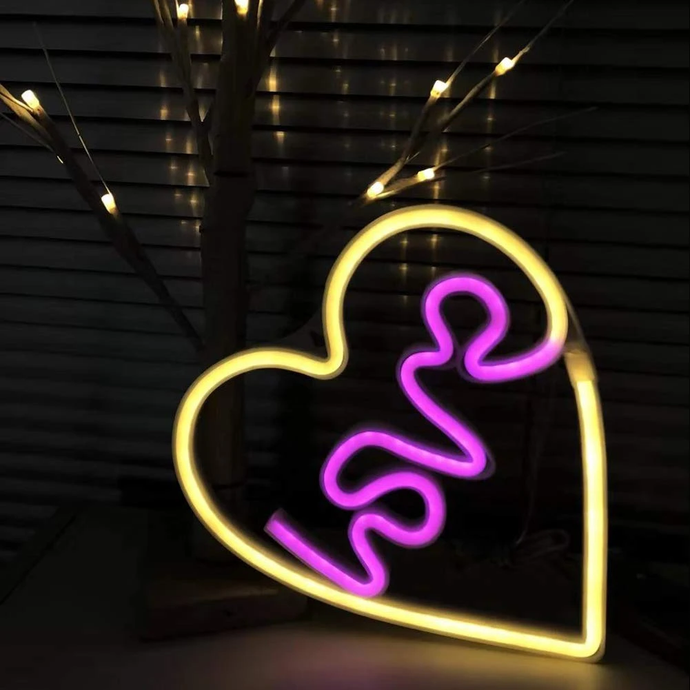 Настінний LED неоновий світильник Серце Love Arnolux 1.9W жовтий рожевий (ARN-45-WL-LoveHeart-YLPN) · 4