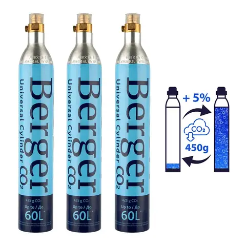 Обмін 3 різьбових балонів CO2 по 425 г - Berger / SodaStream / інші · 3