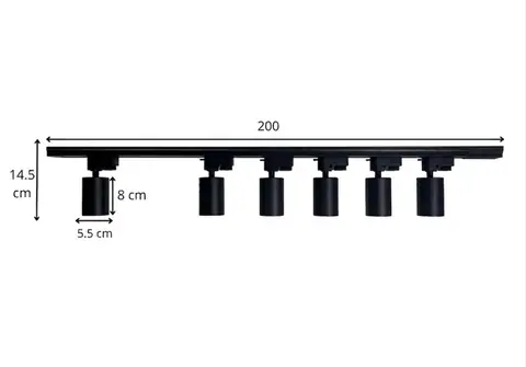 Комплект трекового освітлення Bergs 521T4-200-6GU10 6 × GU10, чорний · 2