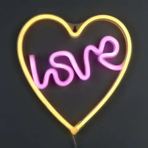 Настінний LED неоновий світильник Серце Love Arnolux 1.9W жовтий рожевий (ARN-45-WL-LoveHeart-YLPN) · 2