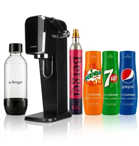 Набір для газування води SodaStream ART, чорний: 1 балон CO2, 1 × 1 л + 3 сиропи