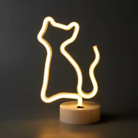 Настільний LED неоновий світильник Кішка Arnolux 1.8W жовтий (ARN-15-TL-Cat-YL) · 2