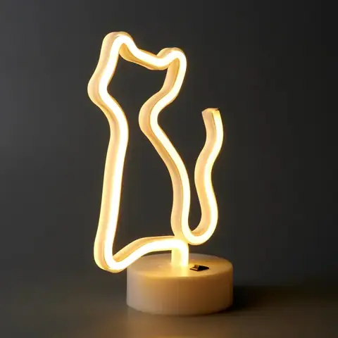 Настільний LED неоновий світильник Кішка Arnolux 1.8W жовтий (ARN-15-TL-Cat-YL) · 3