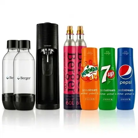 Набір для газування води SodaStream TERRA, чорний: 2 балони CO2, 2 × 1 л + 3 сиропи